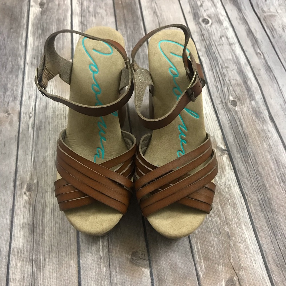 Coolway Platform Boho Brown Chunky Heels - Picture 3 of 6